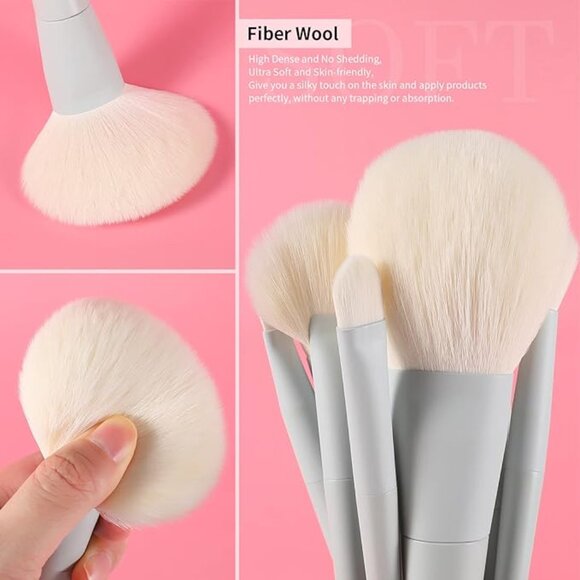 Pink and White Makeup Brush Set - Picture 2 of 4